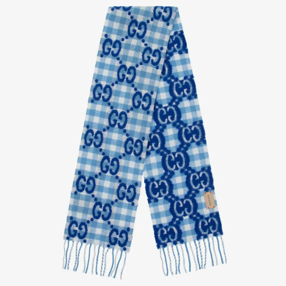 Blue GG Logo Scarf (140cm)