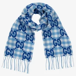 Blue GG Logo Scarf (140cm)
