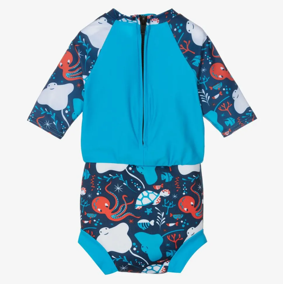 Blue Happy Nappy Baby Sun Suit (UPF50+)