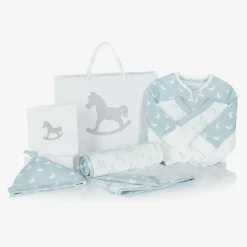 Blue Hare Print Cotton Babysuit Set