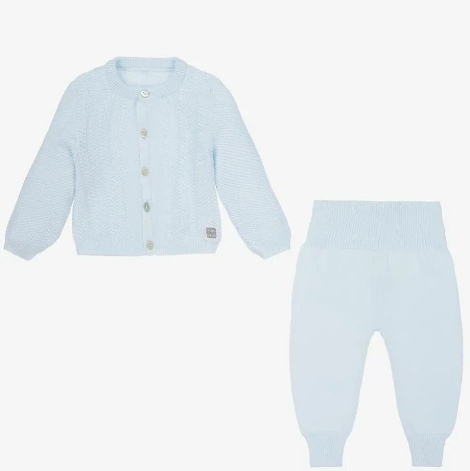 Blue Knitted Baby Trouser Set