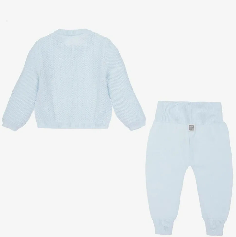 Blue Knitted Baby Trouser Set