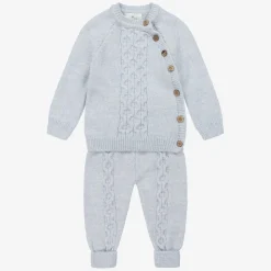 Blue Knitted Baby Trouser Set