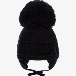 Blue Malva Knitted Giant Pom-Pom Beanie