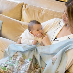 Blue Organic Cotton Swaddle & Bib Set