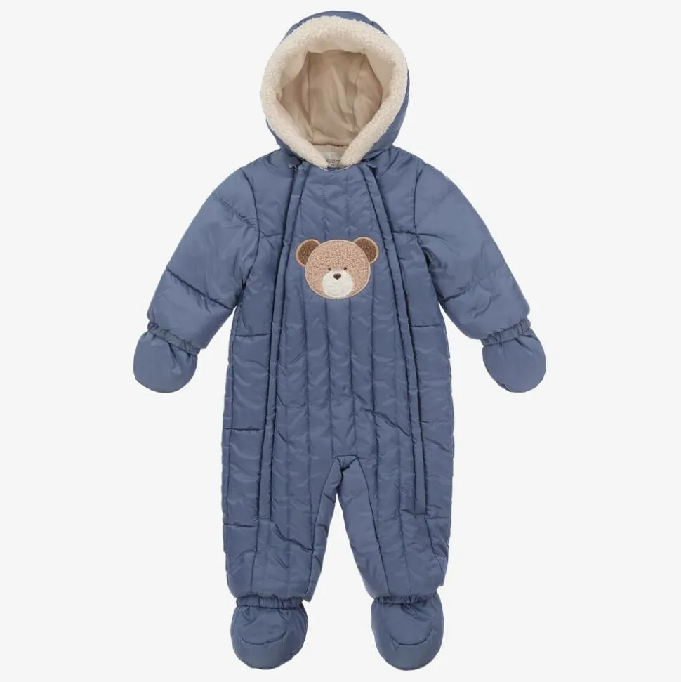 Blue Padded Baby Snowsuit