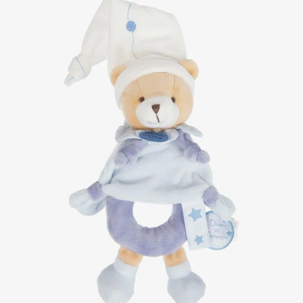 Blue Plush Teddy Rattle (21cm)