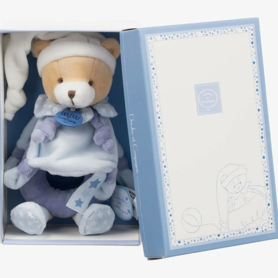 Blue Plush Teddy Rattle (21cm)