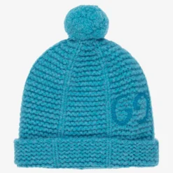Blue Pom-Pom Wool Hat