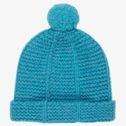 Blue Pom-Pom Wool Hat