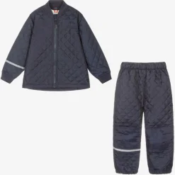 Blue Quilted Jacket & Trouser Set