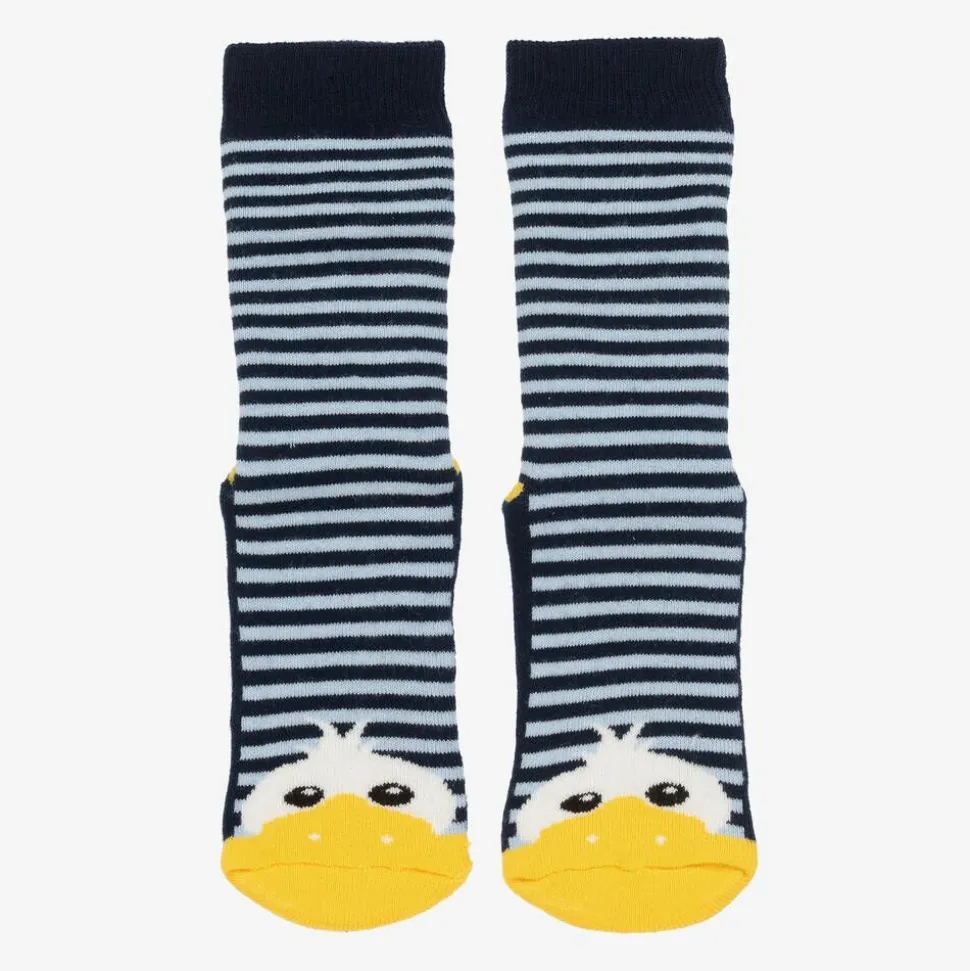 Blue Striped Duck Slipper Socks