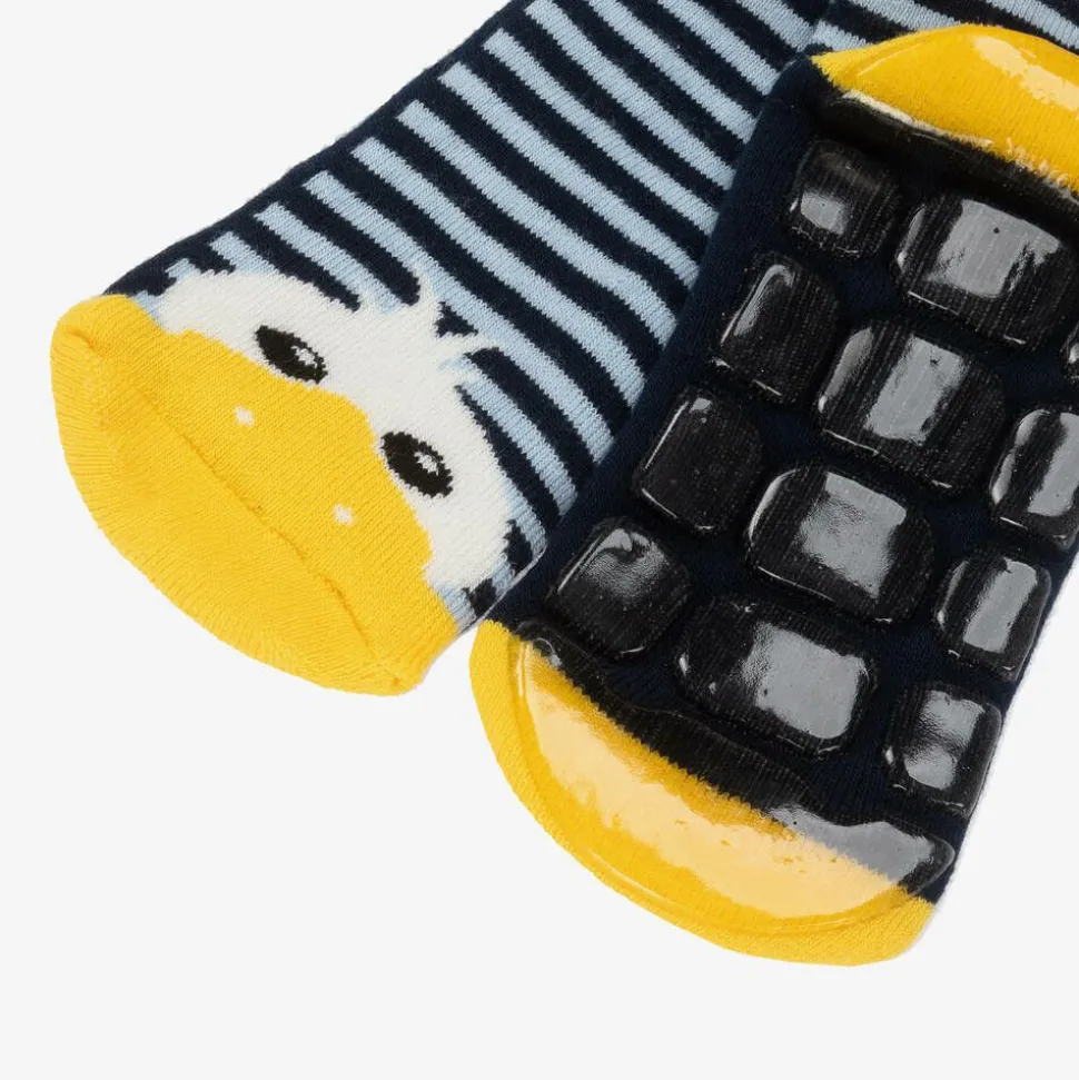 Blue Striped Duck Slipper Socks
