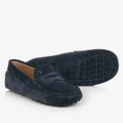 Blue Suede Leather Gommino Moccasins