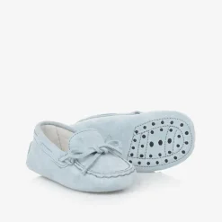 Blue Suede Leather Pre-Walker Moccasins