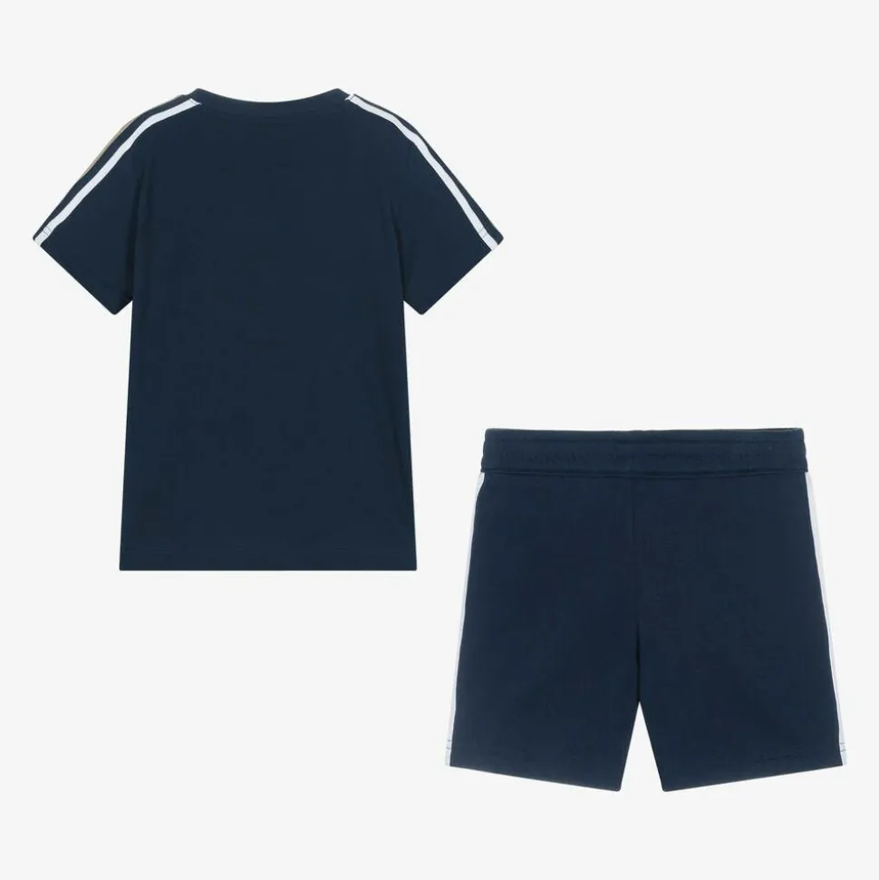 Blue Swoosh Logo Shorts Set