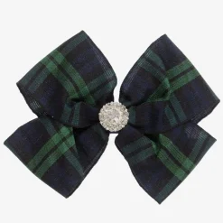 Blue Tartan Bow Hair Clip (7cm)