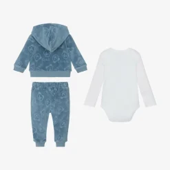 Blue Velour Baby Tracksuit Set