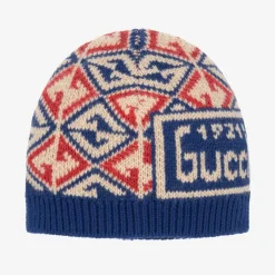 Blue Wool GG Logo Baby Hat