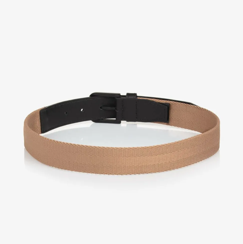 Boys Beige & Black Woven Belt