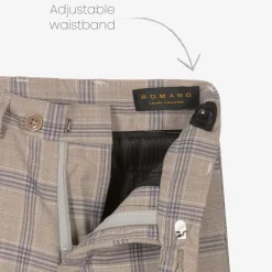 Boys Beige & Blue Check Suit