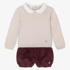 Boys Beige & Red Shorts Set