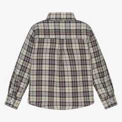 Boys Beige Check Cotton Shirt
