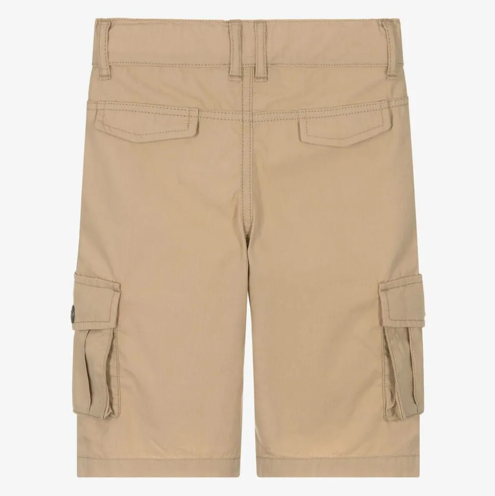 Boys Beige Cotton Cargo Shorts