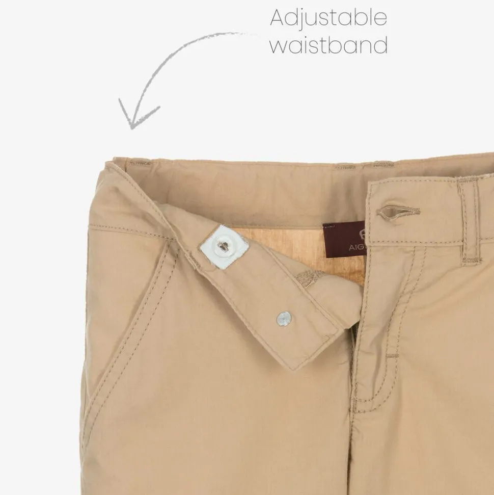 Boys Beige Cotton Cargo Shorts