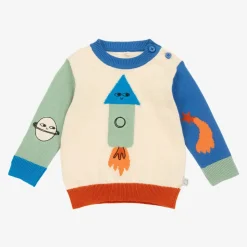 Boys Beige Cotton Cosmic Sweater