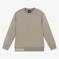 Boys Beige Cotton Sweatshirt