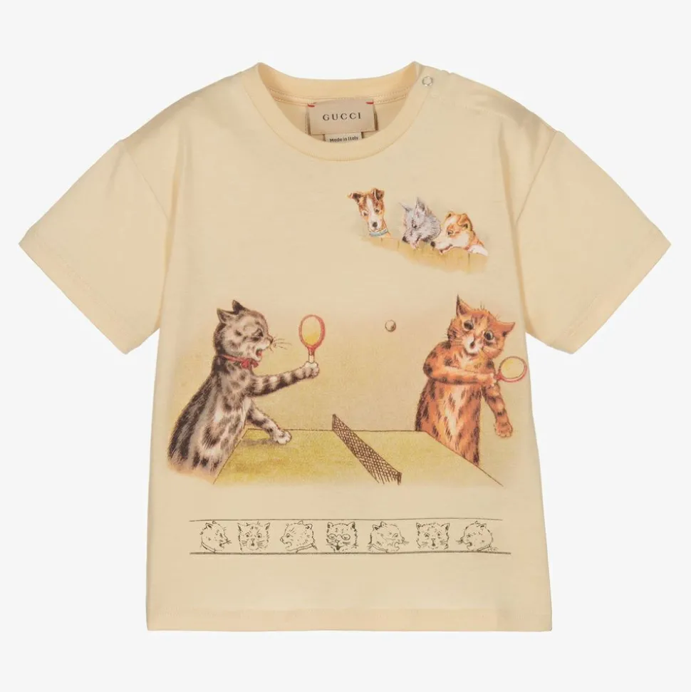 Boys Beige Cotton T-Shirt