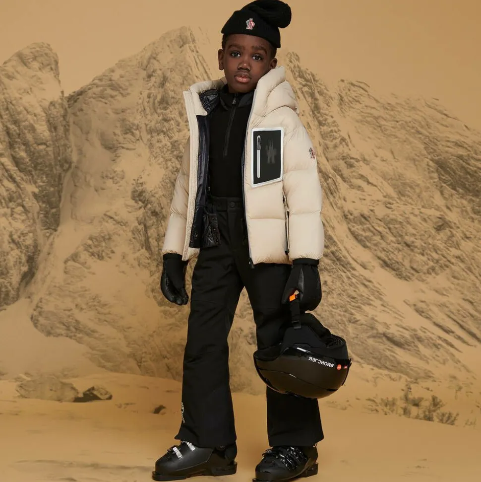 Boys Beige Down Padded Mandres Ski Jacket