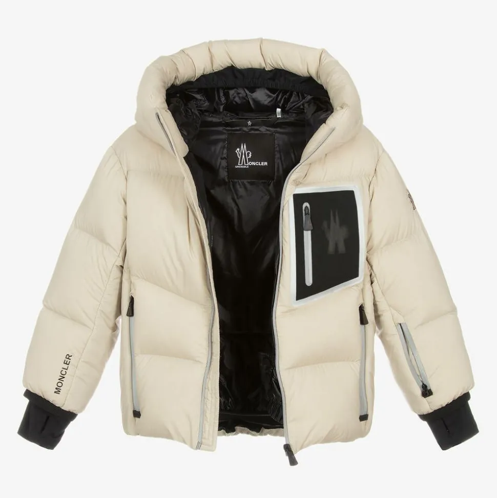 Boys Beige Down Padded Mandres Ski Jacket