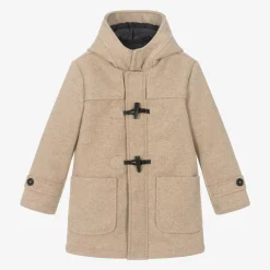 Boys Beige Felted Duffle Coat