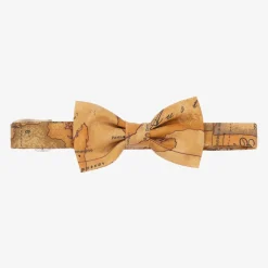 Boys Beige Geo Map Bow Tie