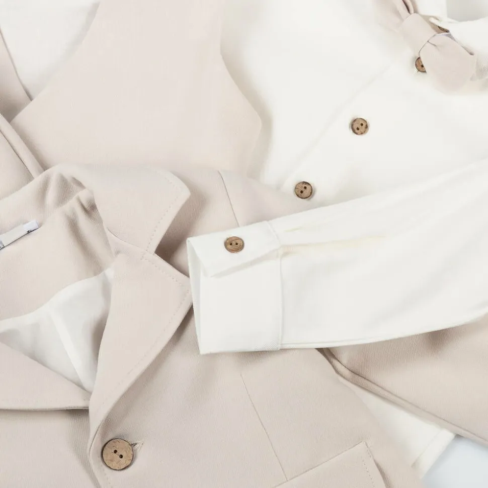 Boys Beige Jersey Suit