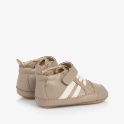 Boys Beige Leather First Walker Shoes