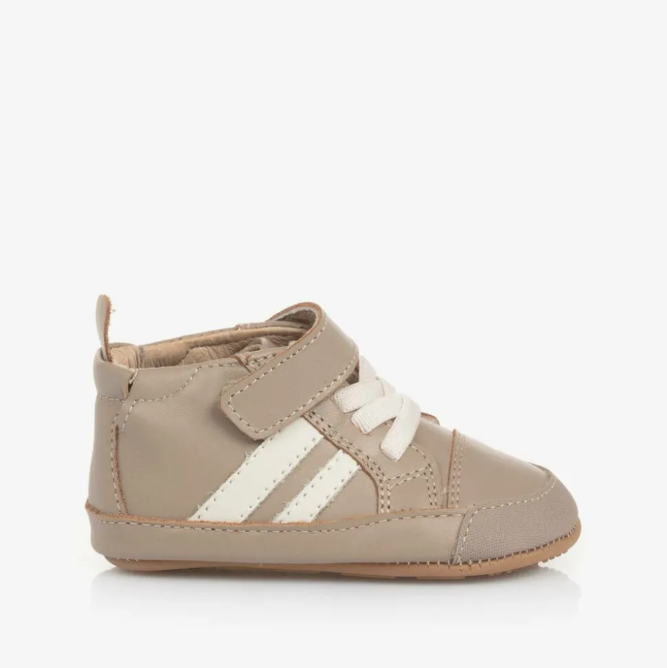 Boys Beige Leather First Walker Shoes