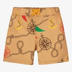Boys Beige Nautical Swim Shorts