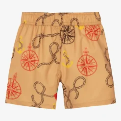 Boys Beige Nautical Swim Shorts