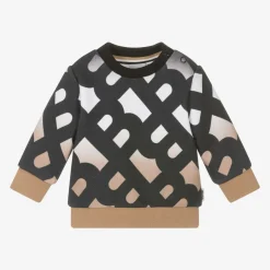 Boys Black & Beige Logo Cotton Sweatshirt