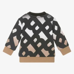 Boys Black & Beige Logo Cotton Sweatshirt
