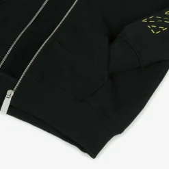 Boys Black Cotton Hooded Zip-Up Top