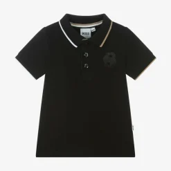 Boys Black Cotton Polo Shirt