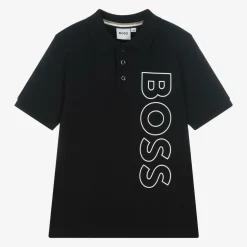 Boys Black Cotton Polo Shirt