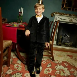 Boys Black Crest Slip-On Shoes