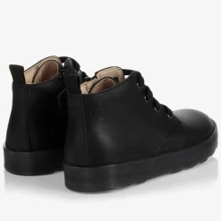 Boys Black Leather Ankle Boots