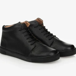 Boys Black Leather Ankle Boots
