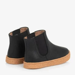 Boys Black Leather Ankle Boots